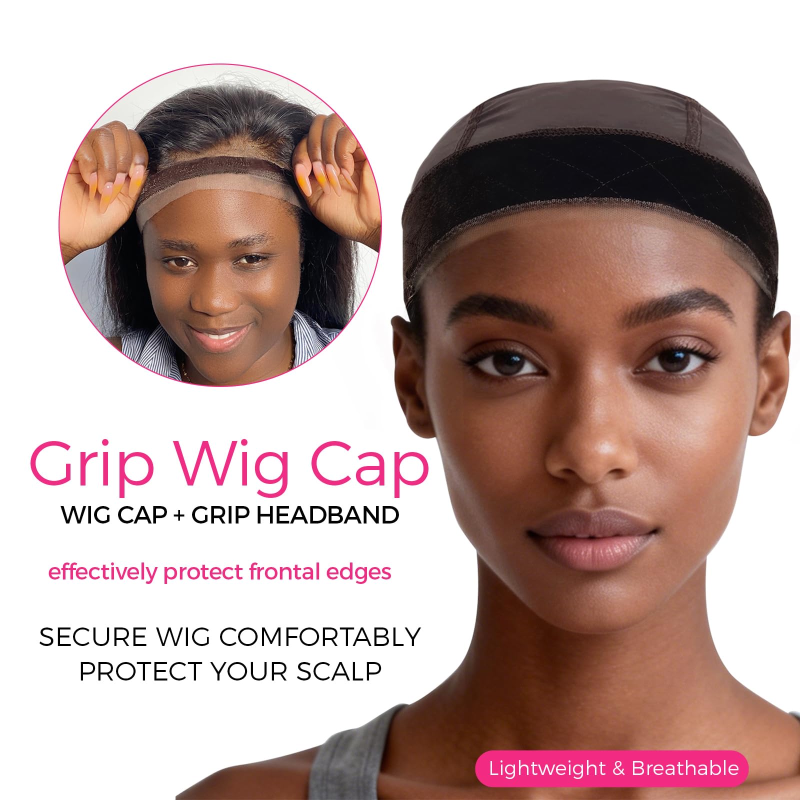 LABHAIR Wig Grip Cap with Lace Edge and Adjustable Band