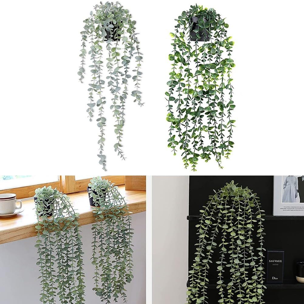 Planta artificiale da appendere, verde, 55-85 cm, resistente alle intemperie (green white)