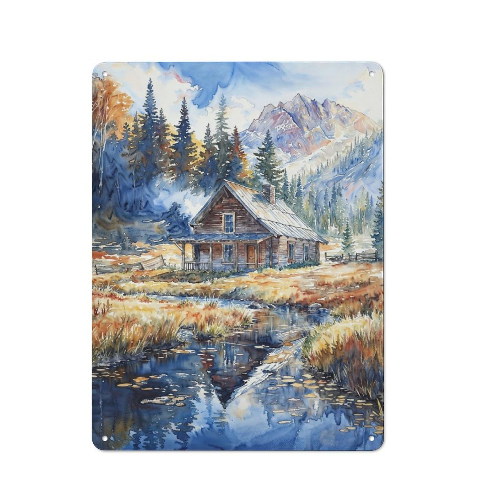 Junmoney Cabin Serenity Vintage Metal Plaque 40X30cm Featuring For Pub Or Café, Suited To Café Interior Fans