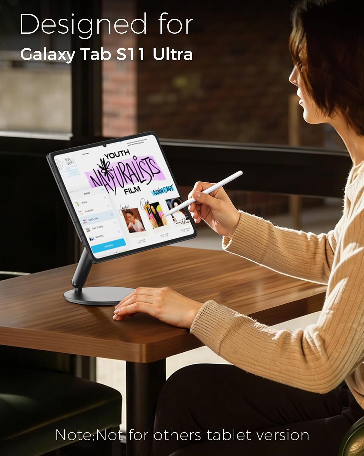 LULULOOK Magnetic Stand for Samsung Galaxy Tab S11 Ultra 2025 ONLY, Foldable & 360° Rotating Floating Desk Holder with S-Pen Holder for Samsung Galaxy Tab 14.6 inch SM-X930