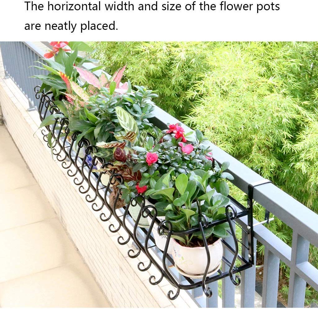 Stojak na kwiaty Stojak na kwiaty z kutego żelaza, balkon wiszący wiszący stojak na doniczki, kreatywny metalowy stojak na rośliny, czarny europejski koronkowy szeroki stojak na doniczki (ko