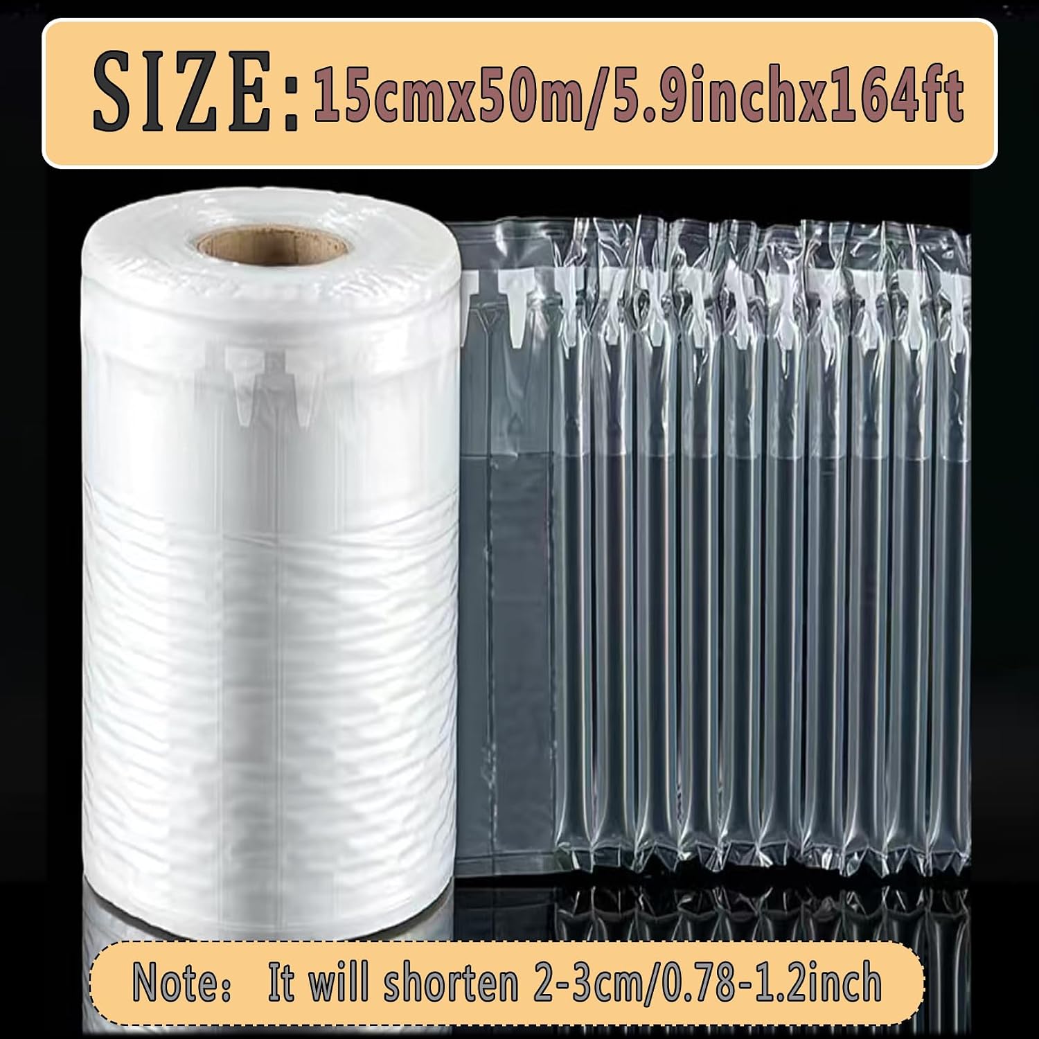 Inflatable Bubble Wrap Roll 7.8inch x 166ft with Pump, Air Pillows for Shipping Packaging, Breakpoint Perforation Easy Tear, Protect Fragile Items (5.9inchx166ft)