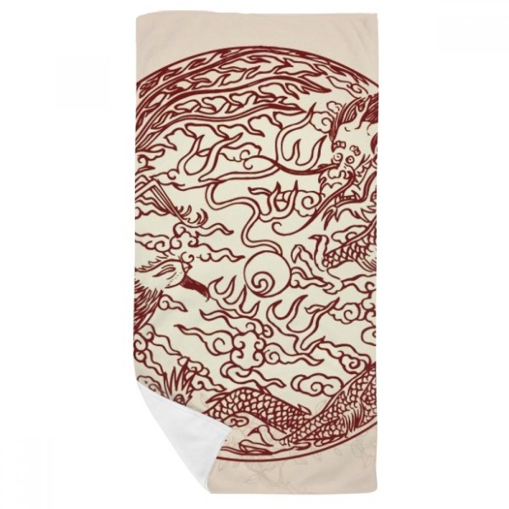 Serviette de bain Chinois Dragon multicolore doux gant de toilette 35x70cm