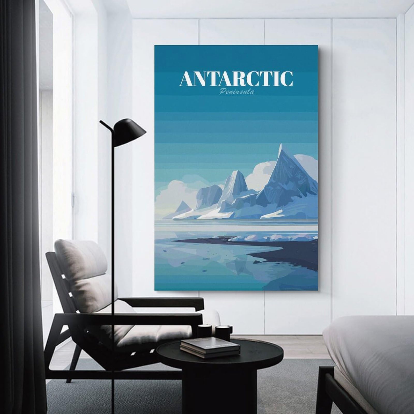 Junmoney Antarctic Peninsula Landscape Illustration Decorative Canvas Print, 08x12inch(20x30cm), for Hallway, Bedroom Or Modern Interiors, Gift Idea for Housewarming And Birthdays
