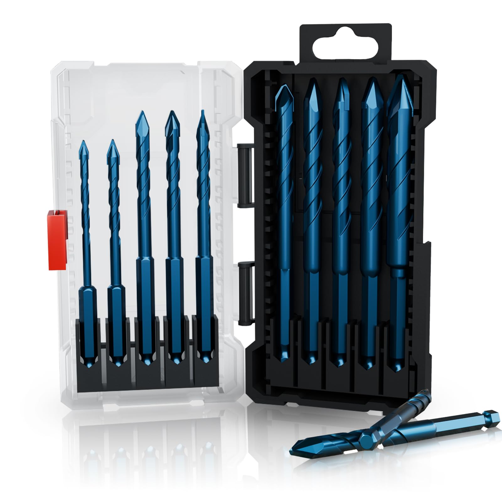 CSOOM10PCS Masonry Drill Bit Set 5/32" to15/32 Concrete Drill Bit with Shockproof Hex Shank Special Cement Drill bits for Glass,Brick,Plastic,Cement,Wood,Tile,Metal with Drill Organizer