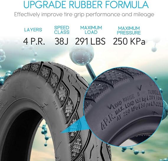 3.00-8 Tire for Power Wheelchair 3.00-8 Pneumatic Tire for Scooter Tires for Front or Rear fits on 8 Inch Ri-m, 4 P.R. 38J, Tubeless