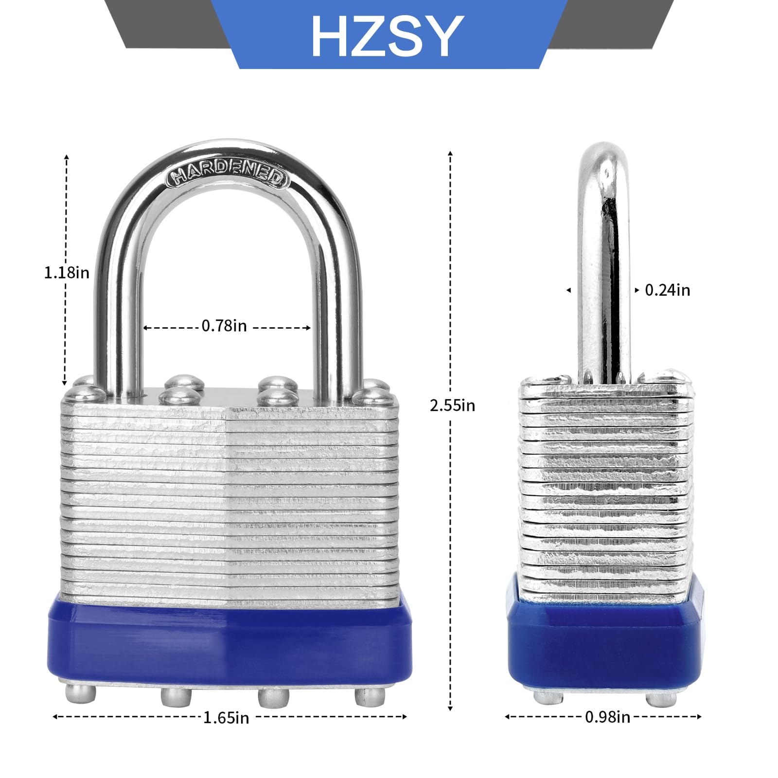 Zestaw 6 identycznych kłódek na klucze ze stali walcowanej (40 mm), kłódka z tym samym kluczem, normalny uchwyt, do skrzynki narzędziowej, szafki i jednostki do przechowywania lub więcej