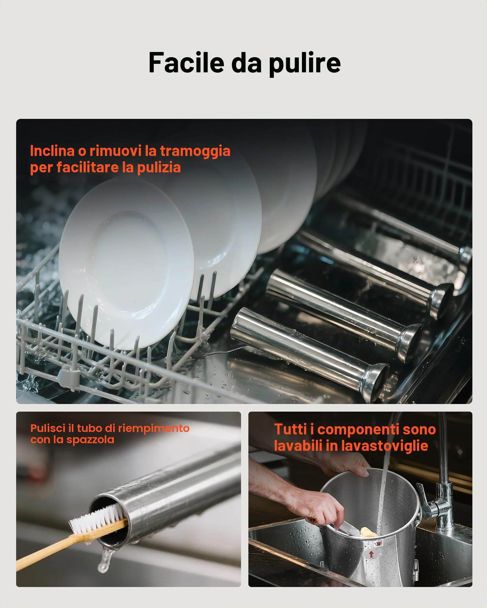 VEVOR Insaccatrice Elettrica per Salsicce, Insaccatrice Verticale per Carne da 10 L, Controllo della Velocità Continuo e Pedale, in Acciaio Inox con 4 Tubi di Insacco, per Uso Commerciale e Domestico