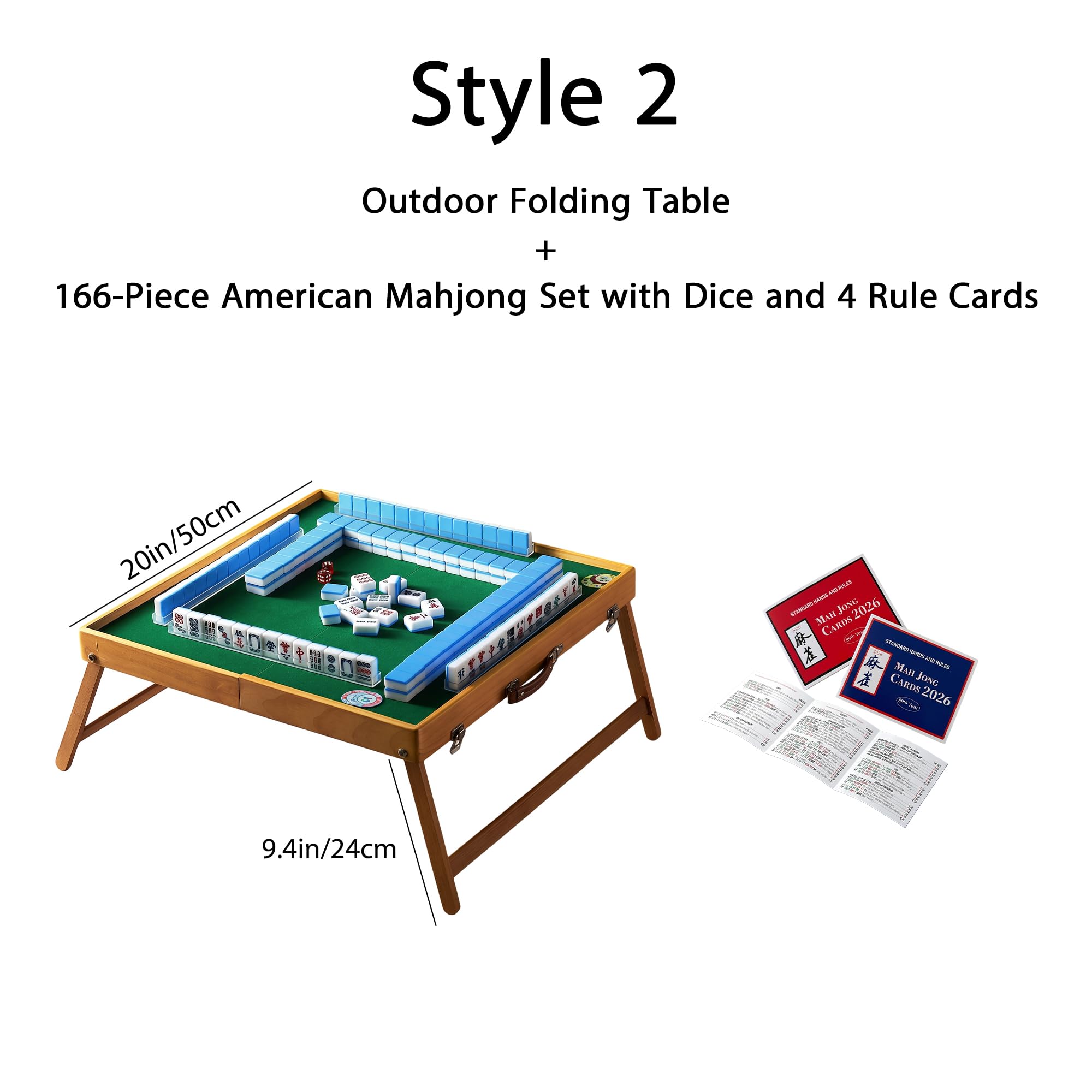 Juego de mahjong americano portátil con mesa | Viajes y uso al aire libre, divertido regalo social para parque y picnic