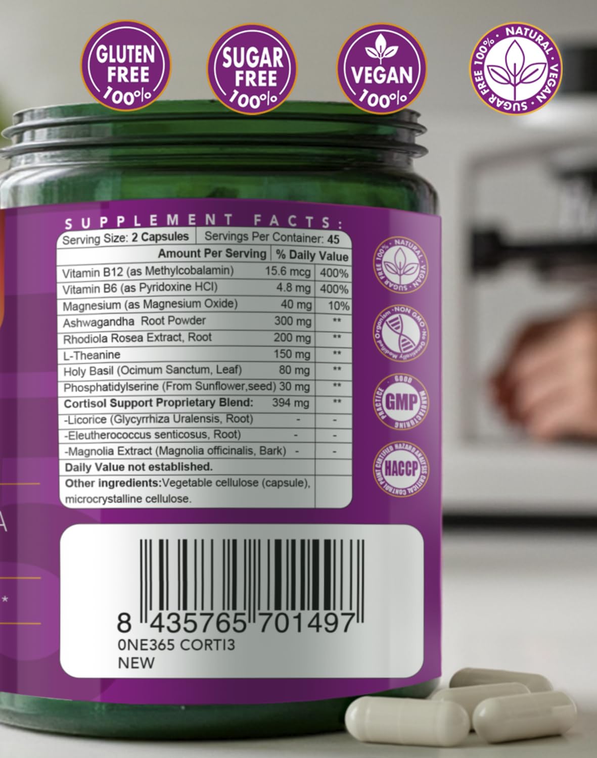 Cortisol Manager Ashwagandha Magnesium L-Theanine Rhodiola 90 Caps Stress Support — Amazon image 8