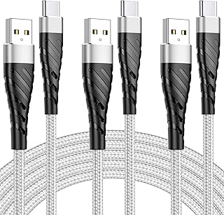 Type C Charger 6ft 3Pack, USB C Cable Fast Charging Type C Cable USB C Charger Cord Compatible with Samsung Galaxy S21 S8 S9 S10 S20 A02s A10s A10e A01 A11 A12 A21 A32 A42 A52, LG V50 G6 Moto-White