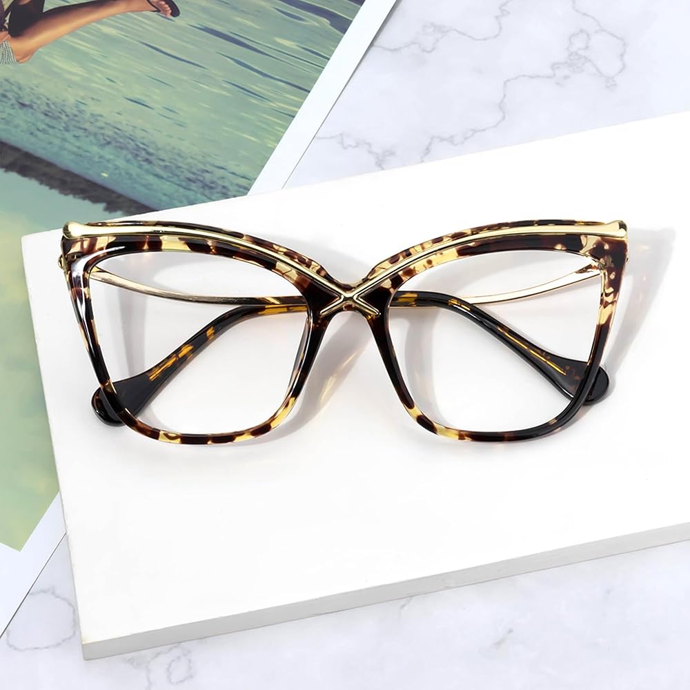 Amazon.com: Zeelool Stylish Oversized Cat Eye Glasses for