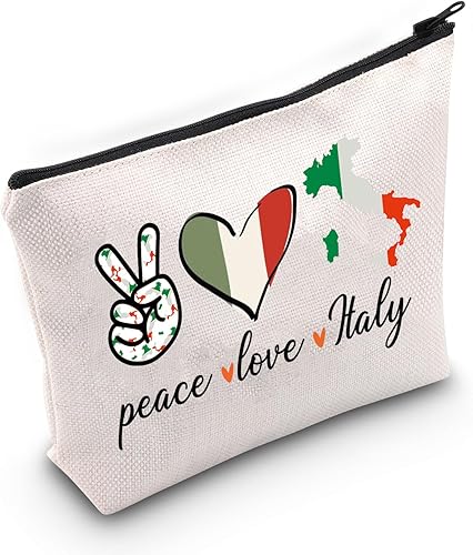 TSOTMO Italia regalo Italia viaje neceser para turista regalo italiano Italia viaje regalo paz amor Italia cosméticos bolsa para amantes de Italia,