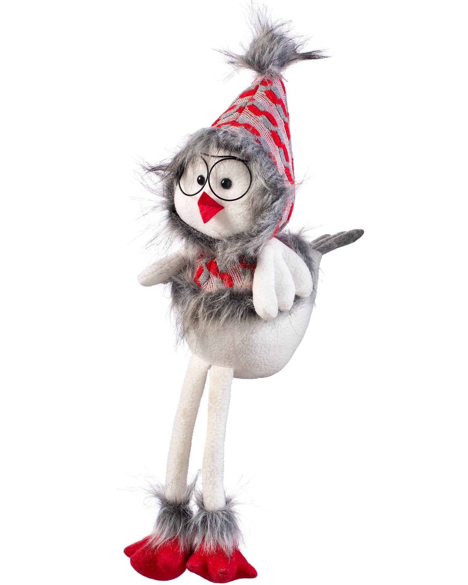 WeRChristmas Sitting Christmas Bird Figurine with Soft Legs, Multi-Colour, 42cm