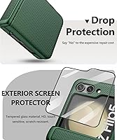 Vista 2 de Vihibii Funda para Samsung Galaxy Z Flip 5 con protección de bisagra y protector de pantalla trasera, ultrafina, a prueba de golpes, resistente
