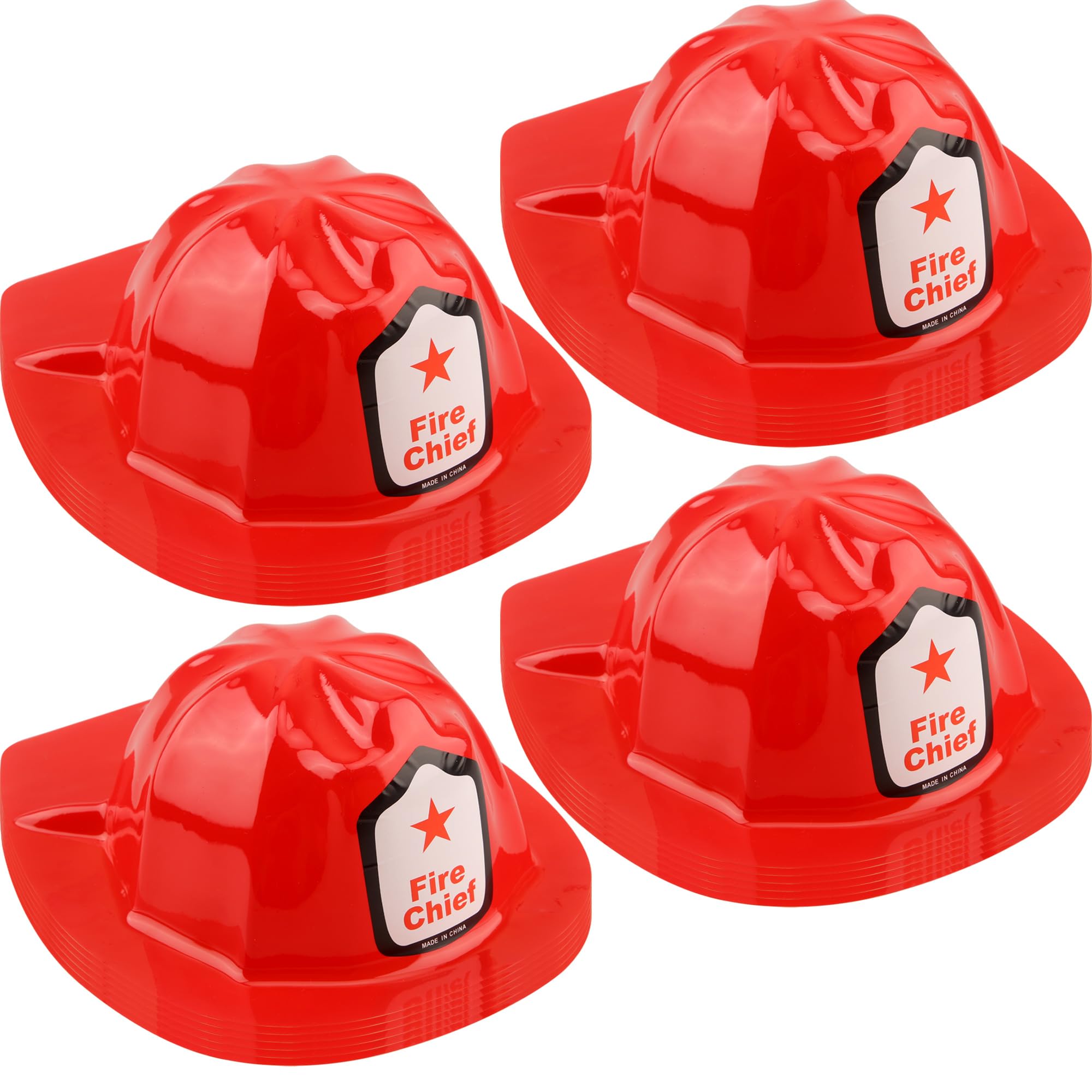 24/40/ 70 Pcs Fireman Hats Bulk Red Plastic Firefighter Helmets for Birthday Halloween Fireman Cosplay