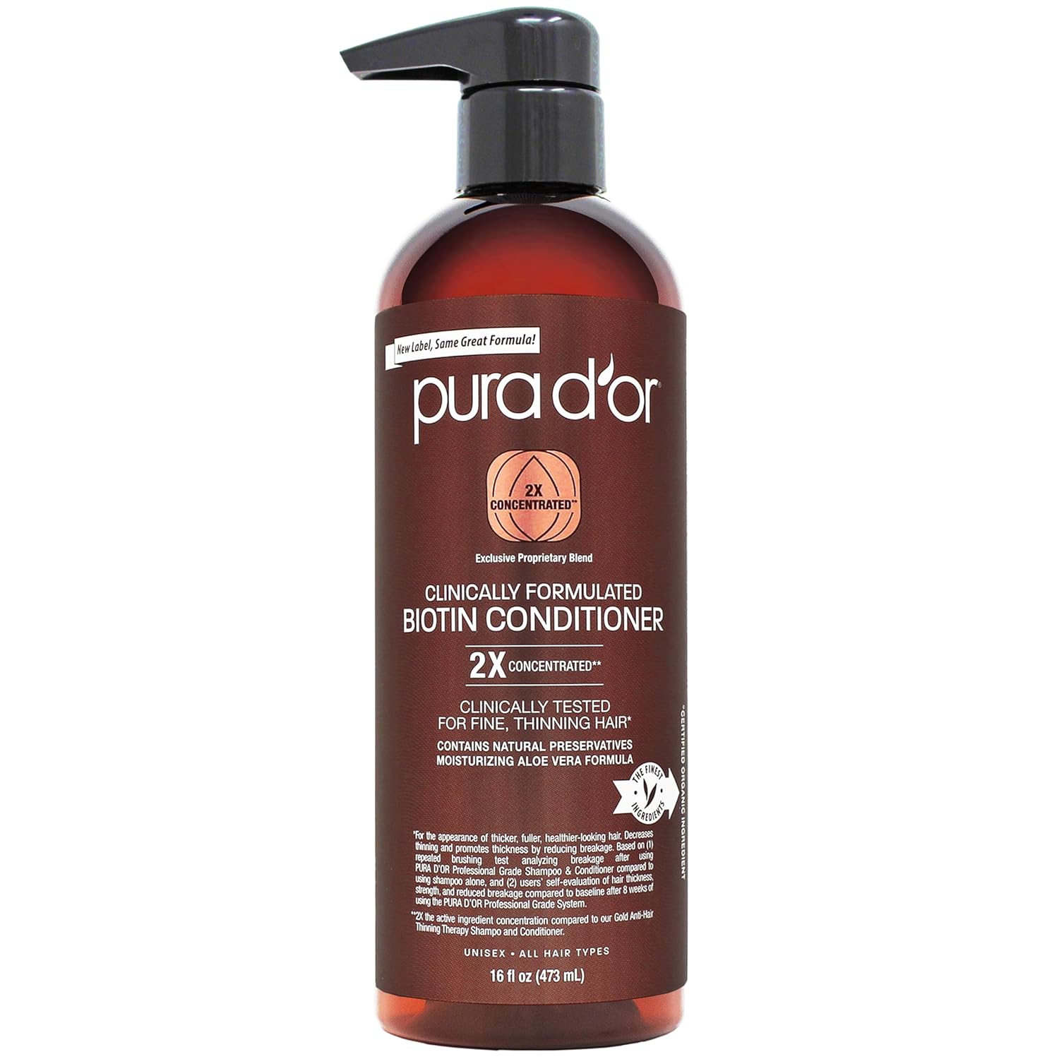 PURA D’OR 16 Oz Professional Grade Clinically Formulated Biotin Conditioner – Daily Hair Care Routine For Thinning Hair – 2X Concentrated Herbal Blend Hair Thickening Products For Women & Men PURA D’OR 16 Oz Professional Grade Clinically Formulated Biotin Conditioner – Daily Hair Care Routine For Thinning Hair – 2X Concentrated Herbal Blend Hair Thickening Products For Women & Men