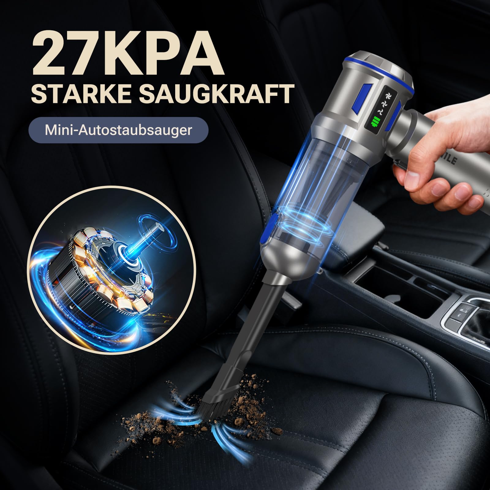 Handheld Vacuum Cleaner Battery, 27000Pa/150W Car Vacuum Cleaner