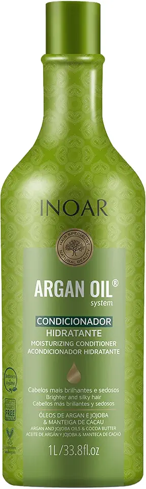 Inoar, Argan Oil Condicionador – Hidratação, Maciez e Brilho com Óleo de Argan para Cabelos Secos ou Fragilizados - 1L