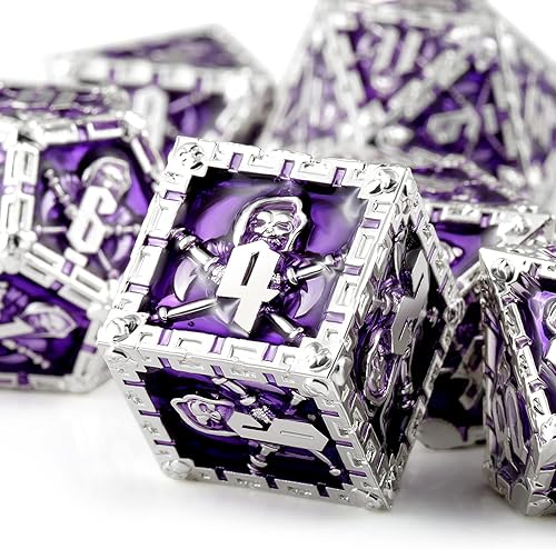 DNDND Dados de metal D&D, juego de dados metálicos de la parca Grim Reaper con funda de regalo increíble para juego de mesa D&D Dungeons and Dragon