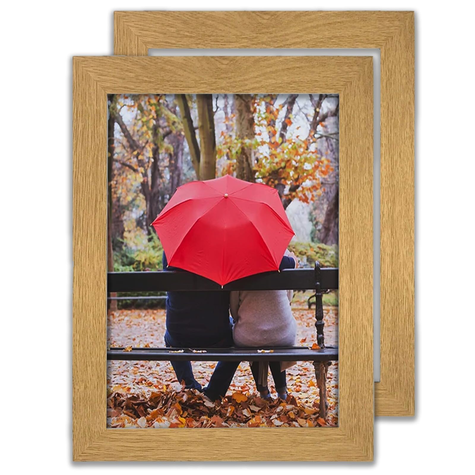 Mh Home Oak Photo Frame, Picture Frame, Certificate Frame, Freestanding & Wall Mountable (, A5 (15 X 21 Cm) - 2 Pack)