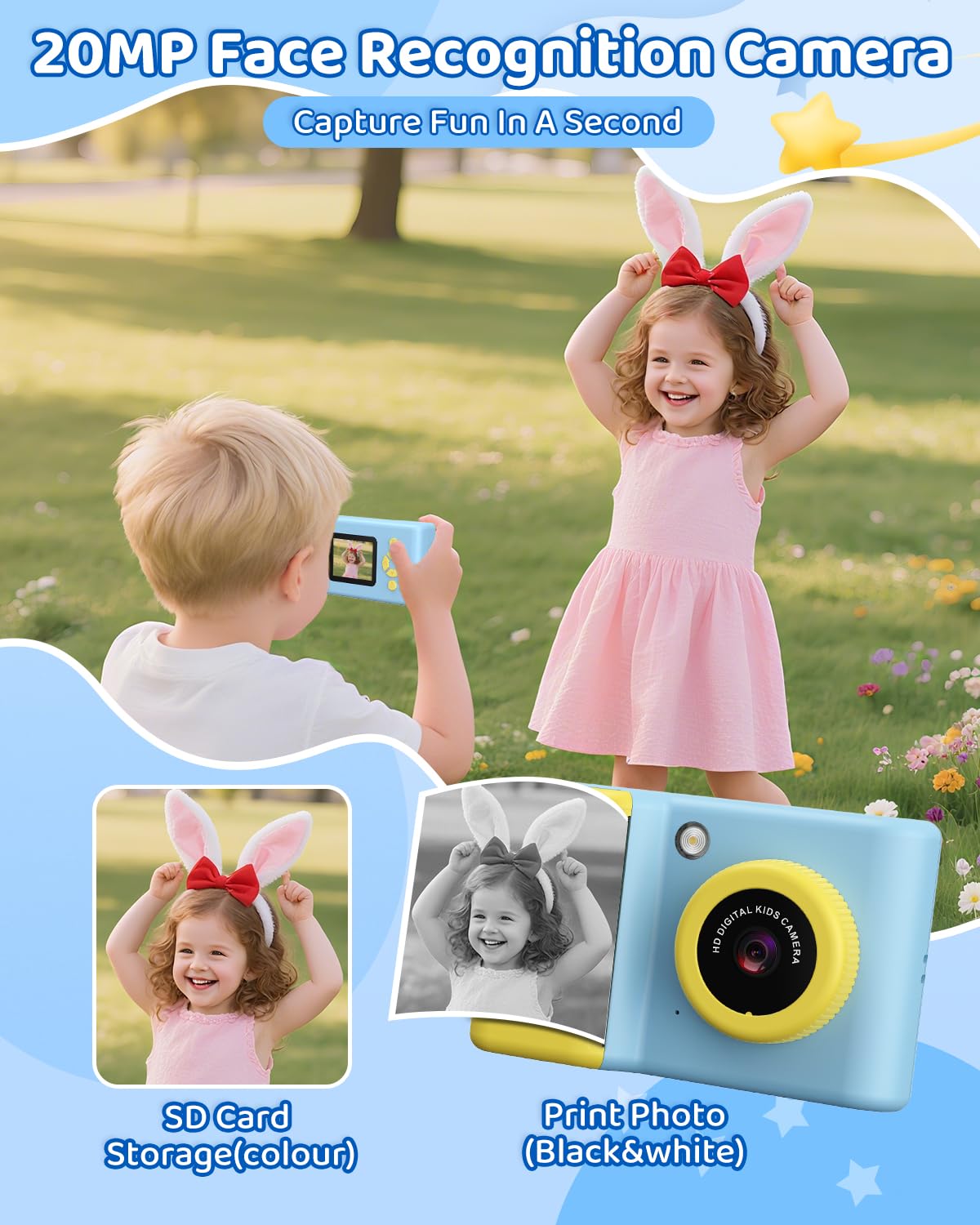 Sans Carte TF - Pack 13 - Appareil Photo Instantané Pour Enfants Avec Papier'impression, Vidéo