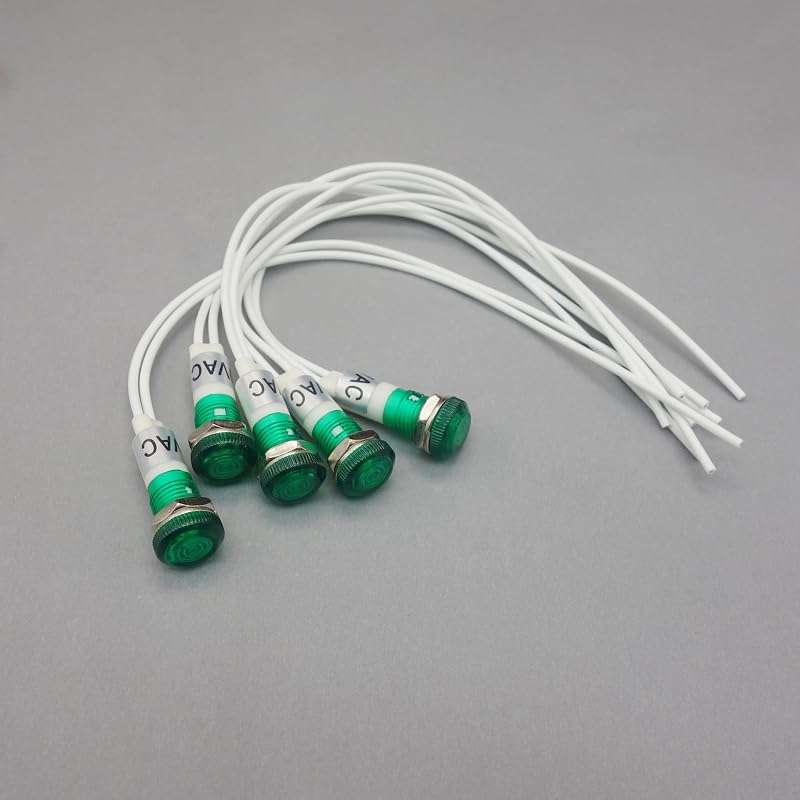 10Pcs 120V AC 10mm Green Panel Mounting LED Indication Signal Pilot Lights