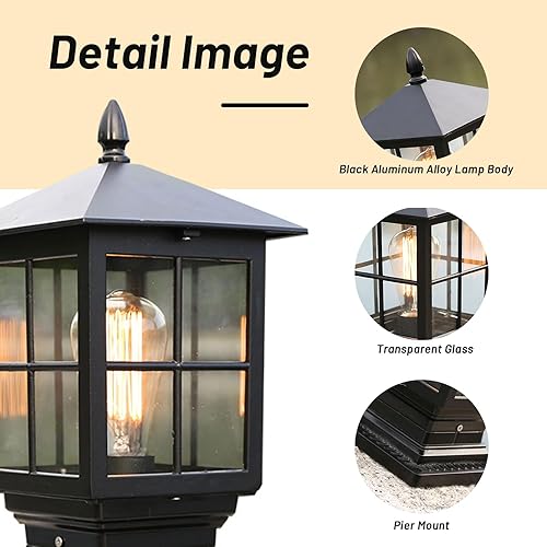 Miniatura 2 de Luz de poste al aire libre, Lámpara de poste de lámpara, Faroles de poste impermeables exteriores, Iluminación de cubierta de poste de valla,