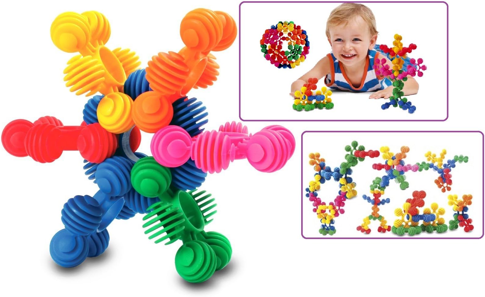 Interstar Construction Set ~ Bumper Pack of 32 Vibrantly Coloured Rings / Stars