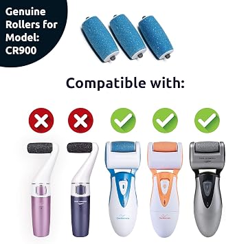 Extra Coarse Refill Rollers by Own Harmony for Electric Hard Skin Callus Remover CR900 - Foot Care for Healthy Feet - Best Pedicure File Tools - Refills 3 Pack Extra Coarse Replacement Roller (Blue)