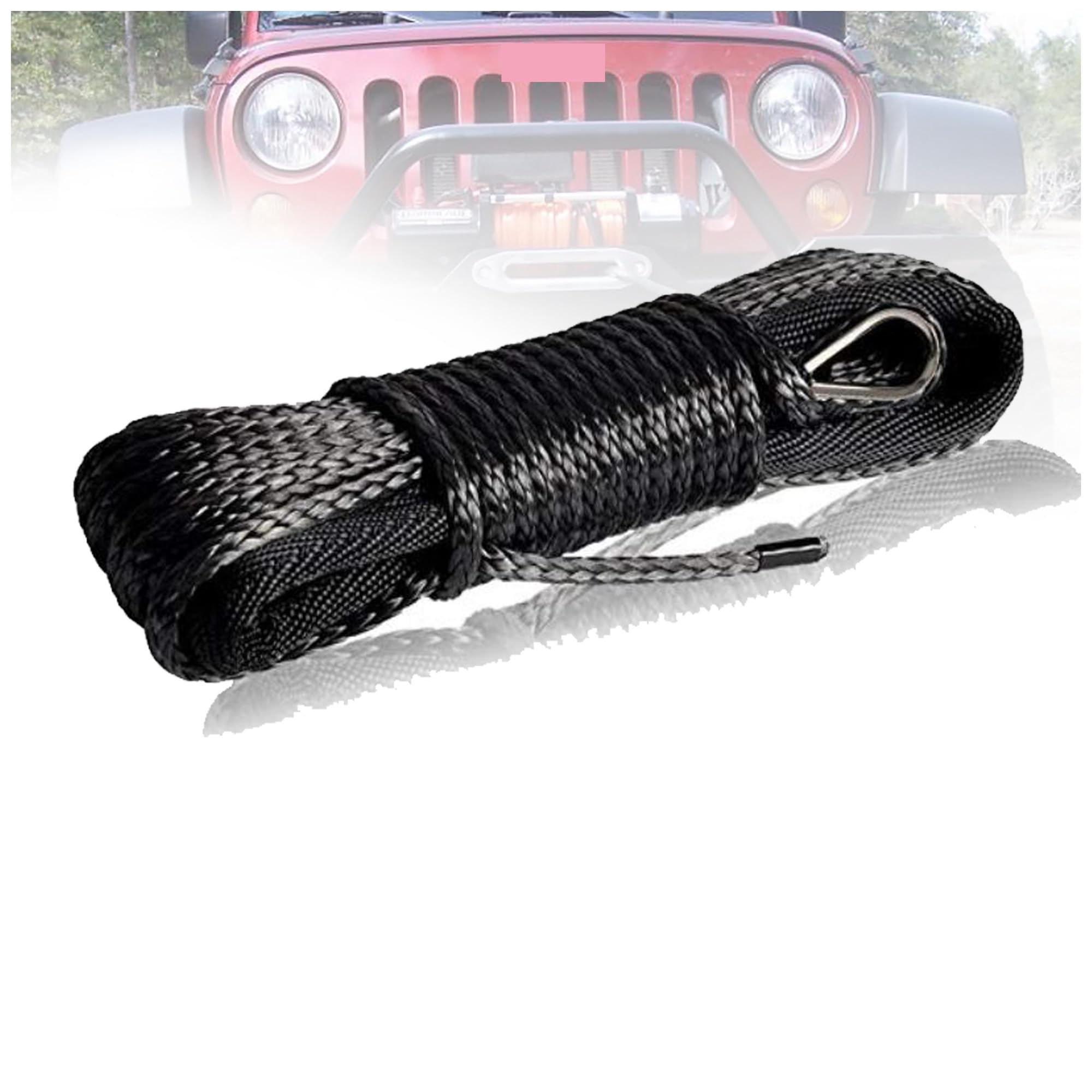 Winch Rope, 8mm X 45m Synthetic Winch Line/Rope UHMWPE Cable,Safety Pull Strap Fo for 4x4 4wd ATV Utv SUV Offroad(Nero)