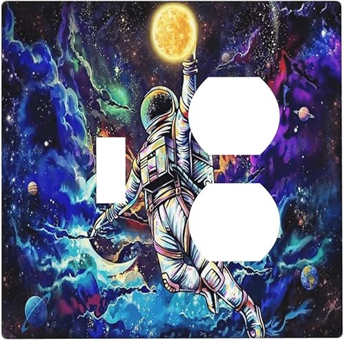 Miniatura 98 de Placa de pared de tortugas marinas, hierba oceánica, medusas, peces y algas marinas, placa de pared de doble palanca, cubierta de interruptor de luz