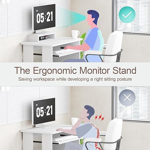 Miniatura 27 de Escritorio pequeño para computadora para oficina en casa, mesa de juegos compacta para computadora de escritorio y portátil, con cajón de Blanco