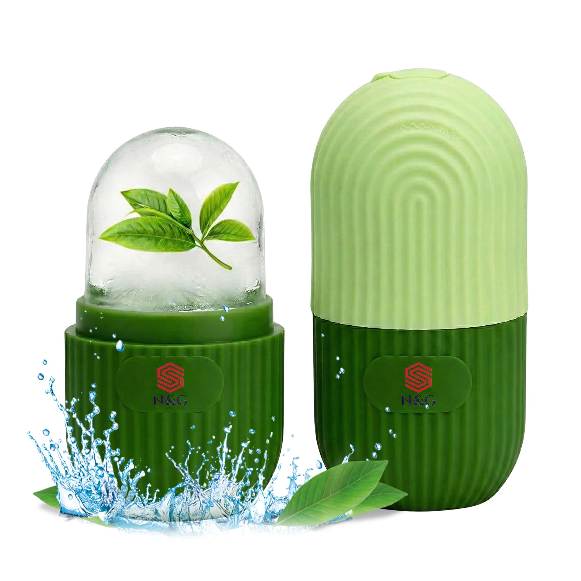 Ice Roller for Face & Eyes – Reusable Silicone Ice Face Roller for Puffiness, Shrinks Pores & Boosts Skin Elasticity – Leak-Proof Cold Therapy Tool for Women (Green)