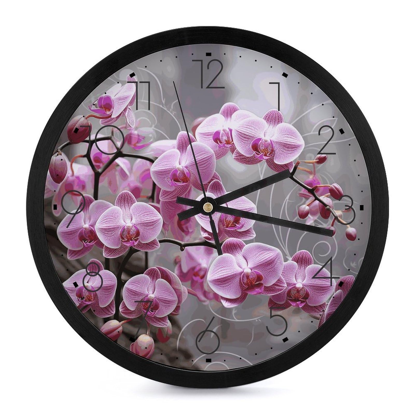 Horloge orchidée rose pour décoration de salon et atmosphère zen
