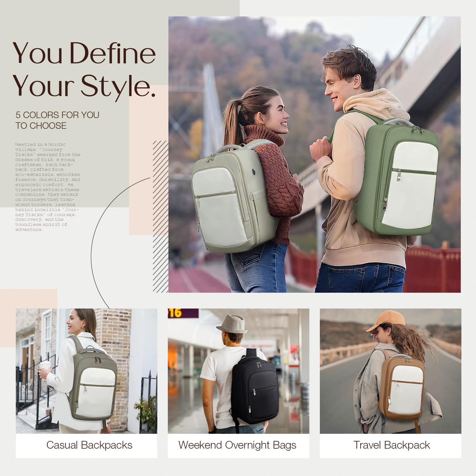 RuoSien Zaino 40x30x20 per Ryanair,Bagaglio a Mano Antifurto per Wizz Air e Vueling,Zaino da Viaggio, Borse da Cabina e Zaini Casual con Tasca Laptop Donna e Uomo