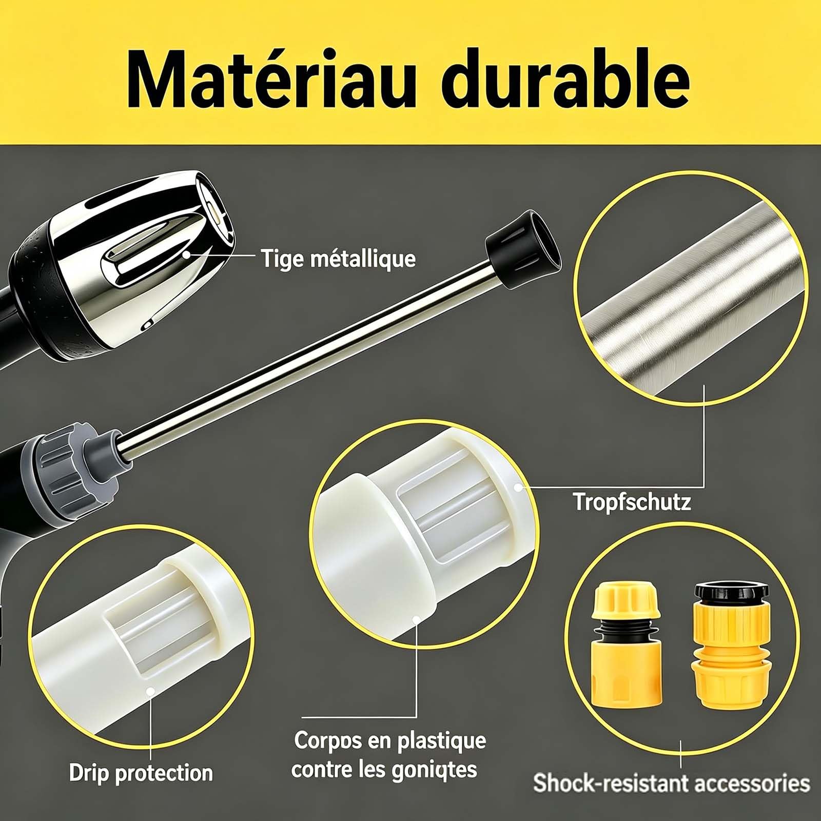 Jetterix Haute Pression Portable – 2026 Nouveau jetterix Pistolet de Nettoyage Puissant 15x avec Buse Multi-Angle pour Voiture, Terrasse et Gouttière (1 pcs)