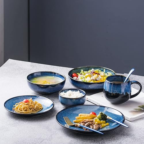 Miniatura 6 de UNICASA Juego de 4 cuencos pequeños de cerámica, cuencos de cereales de 8 onzas, cuencos de arroz esmaltado reactivo de porcelana, cuencos de postre