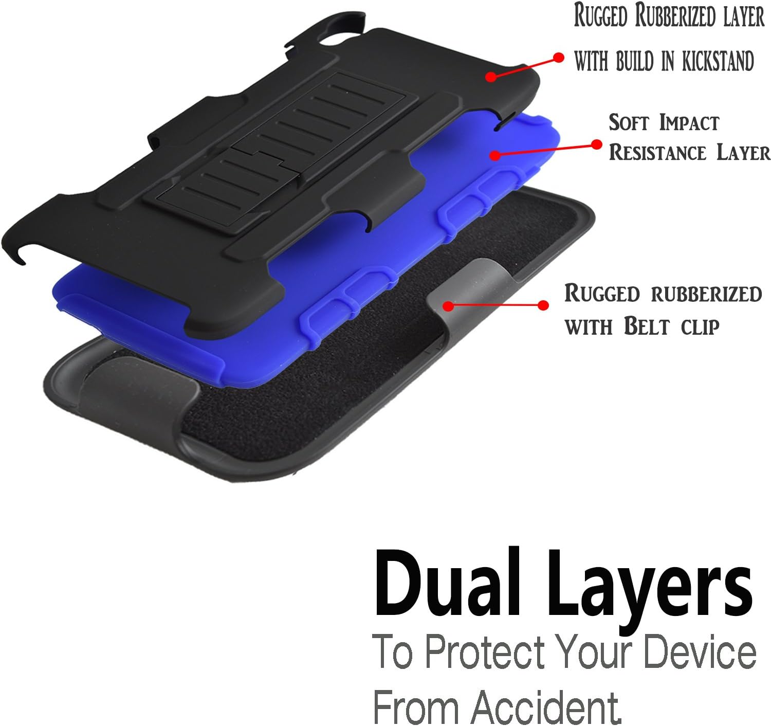 Idol 3 Case,(5.5 Inch), Alcatel Idol 3 Starshop Full Protection Dual Layers Hybird Case with Kickstand and Locking Belt Swivel Clip Blue + Premium HD Screen Protector
