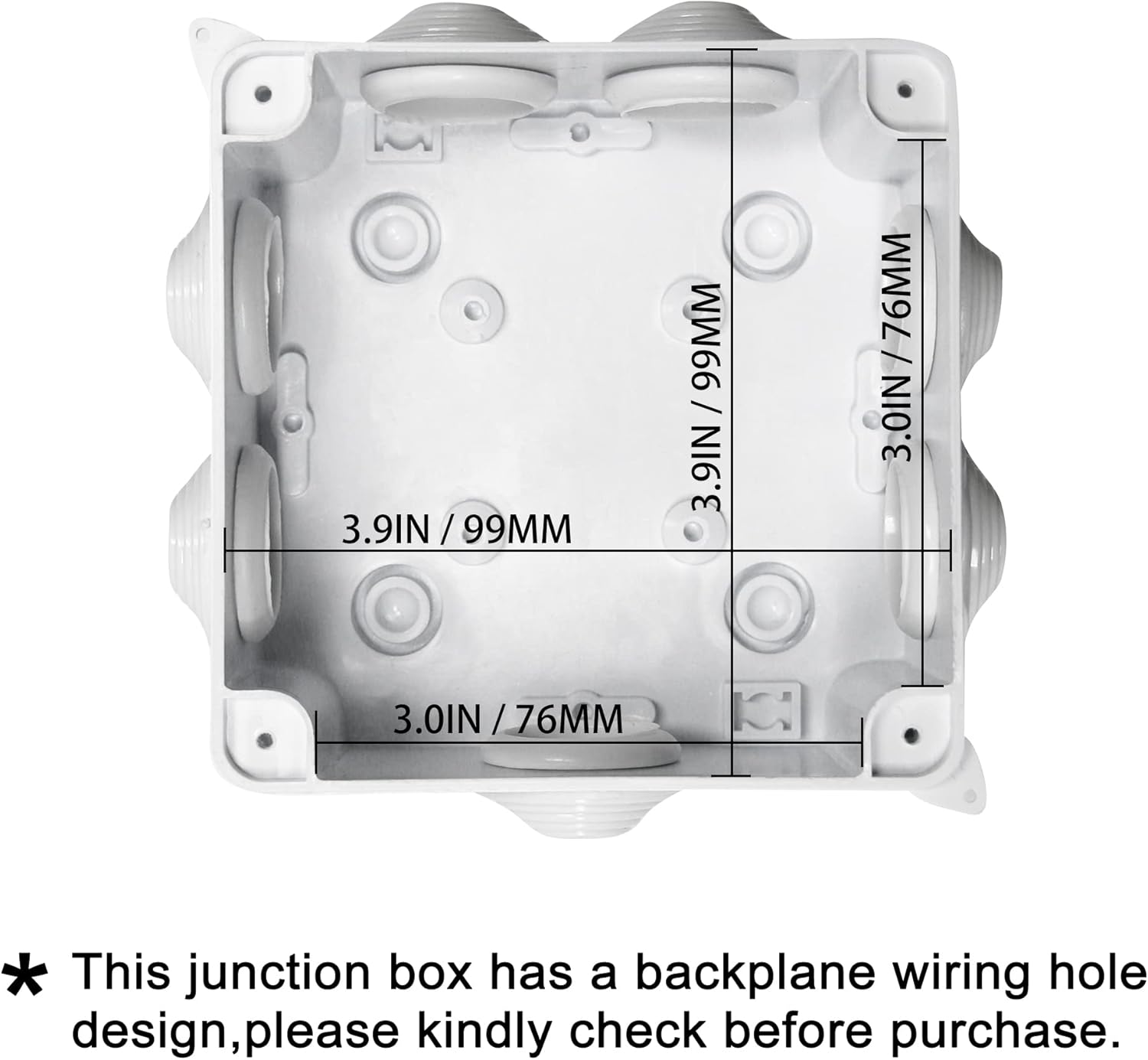 Sunnyglade IP65 ABS Plastic Waterproof Dustproof Junction Box Universal Durable Electrical Project Enclosure (3.9"x3.9"x2.8")