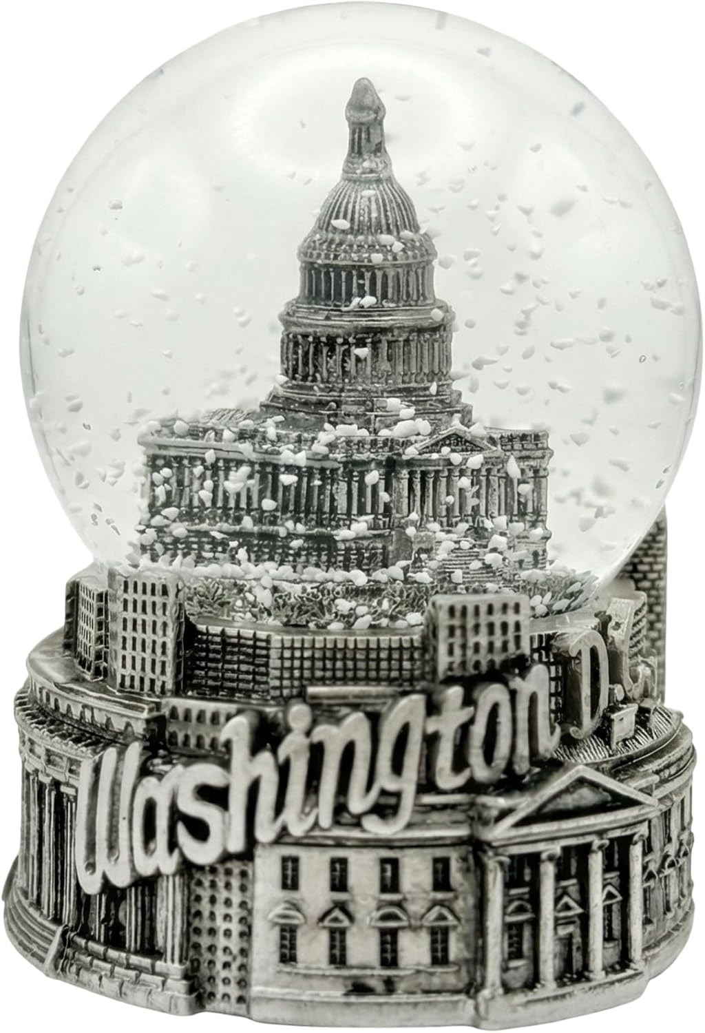 Silver Washington DC Snow Globe 3.5 Inches
