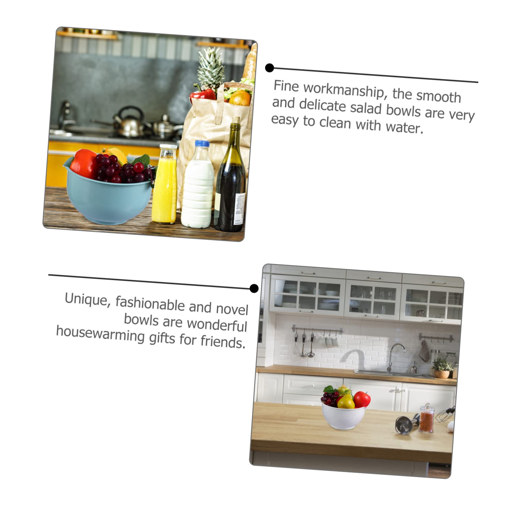 TIDTALEO 1 Set 3 Pcs Mixing Bowl Noodle Bowl with Lid Snack Dish Salad Shaker Bowl with Lid Snack Bowl Chips Bowl Appetizer Salad Bowl Kitchen Bowls Three Piece Suit Plastic Fruit, 22.5X22.5CM