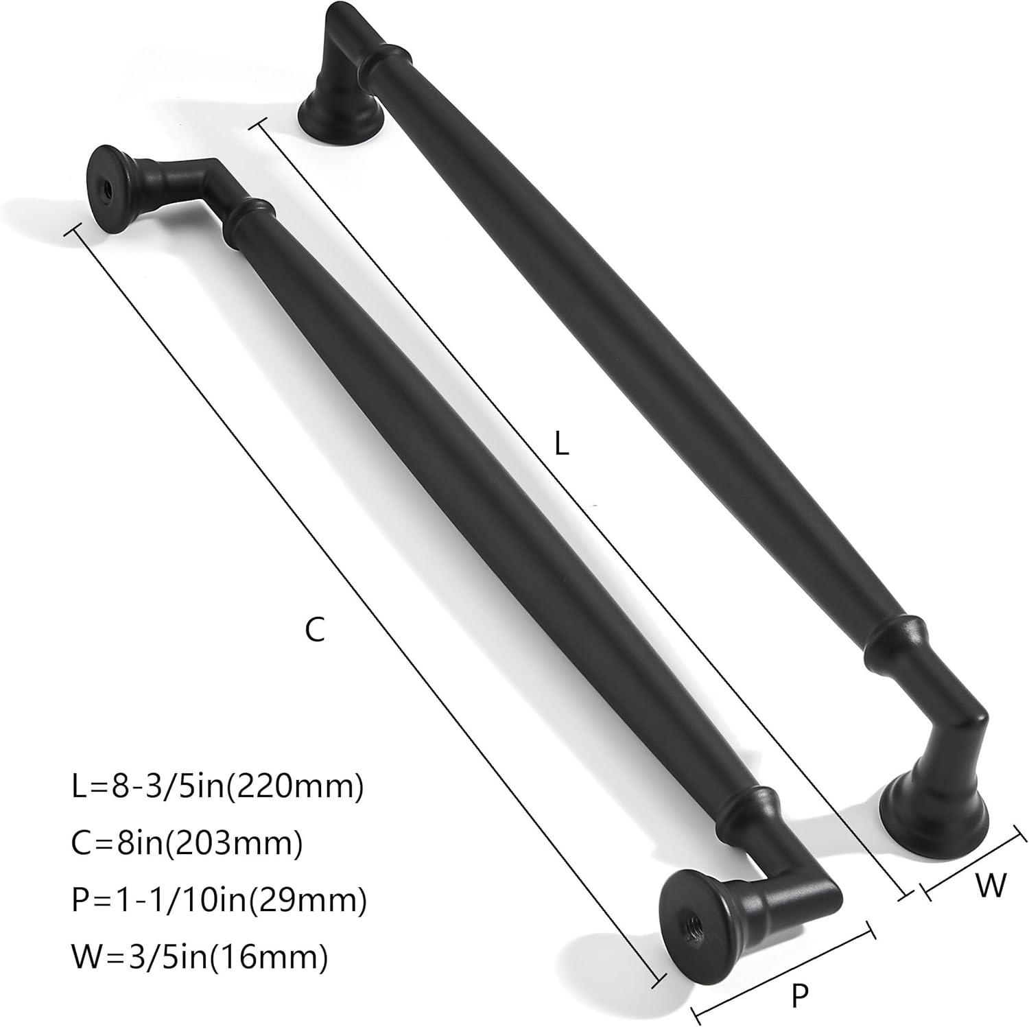 10 Pack 8 Inch Hole Center Matte Black Cabinet pulls Solid Heavy Duty Cabinet Pull Cabinet Handles Kitchen Cabinet Hardware Vanity Handles Bathroom Cabinet pulls