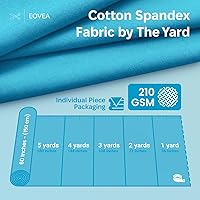 Vista 6 de EOVEA - Tela de algodón y elastano por yarda - Tejido de jersey elástico en 4 direcciones - Tela de camiseta de elastano y algodón - Ligero