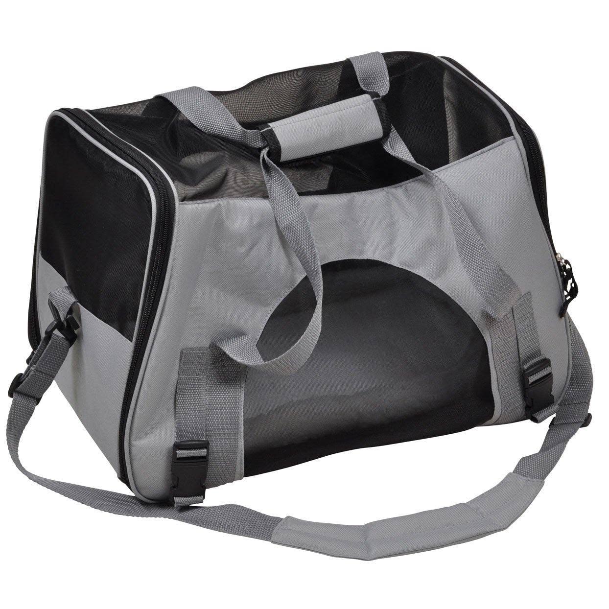 TIENDA EURASIA - Bolsa de Transporte para Perros y Gatos, con Cremalleras, Bolsillos y Cojín Interior Extraíble y Lavable, Tamaño 48 x 25,5 x 33 cm, Bolsa de Transporte Elegante y Funcional