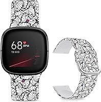 Vista 12 de Correas de reloj de dibujos animados con estampado floral compatibles con Fitbit Versa 4/Versa 3/Fitbit Sense 2/Sense Band de silicona suave