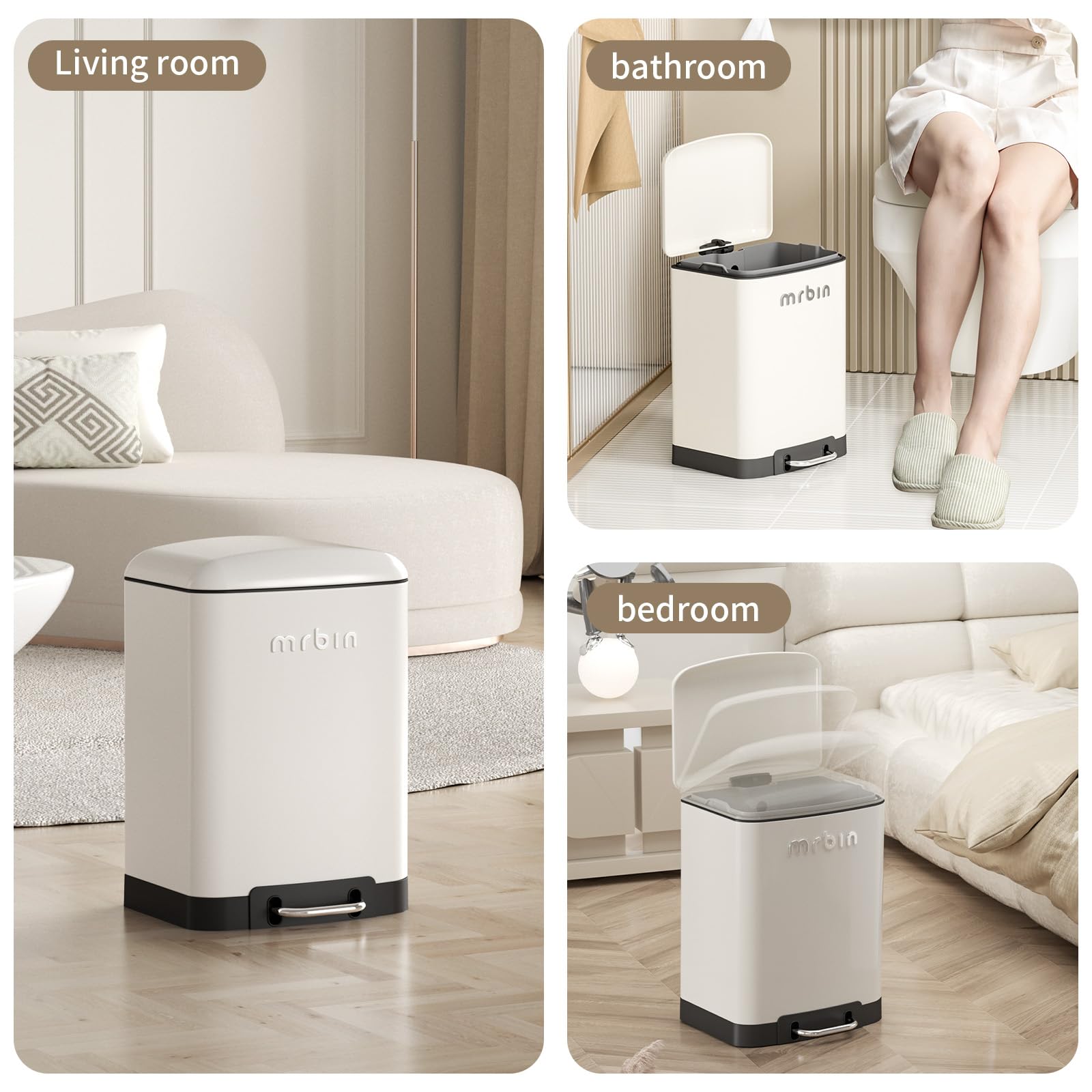 MRBIN Poubelle De Salle De Bain Avec Couvercle, Petit Panier à