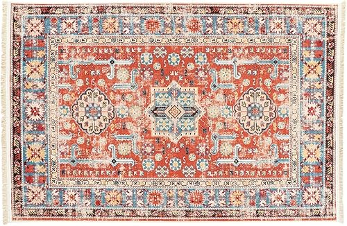 Miniatura 8 de Alfa Rich Alfombra ultrafina (0.25 pulgadas), 3 x 5, color rojo claro, lavable, antideslizante, para sala de estar, dormitorio, alfombra