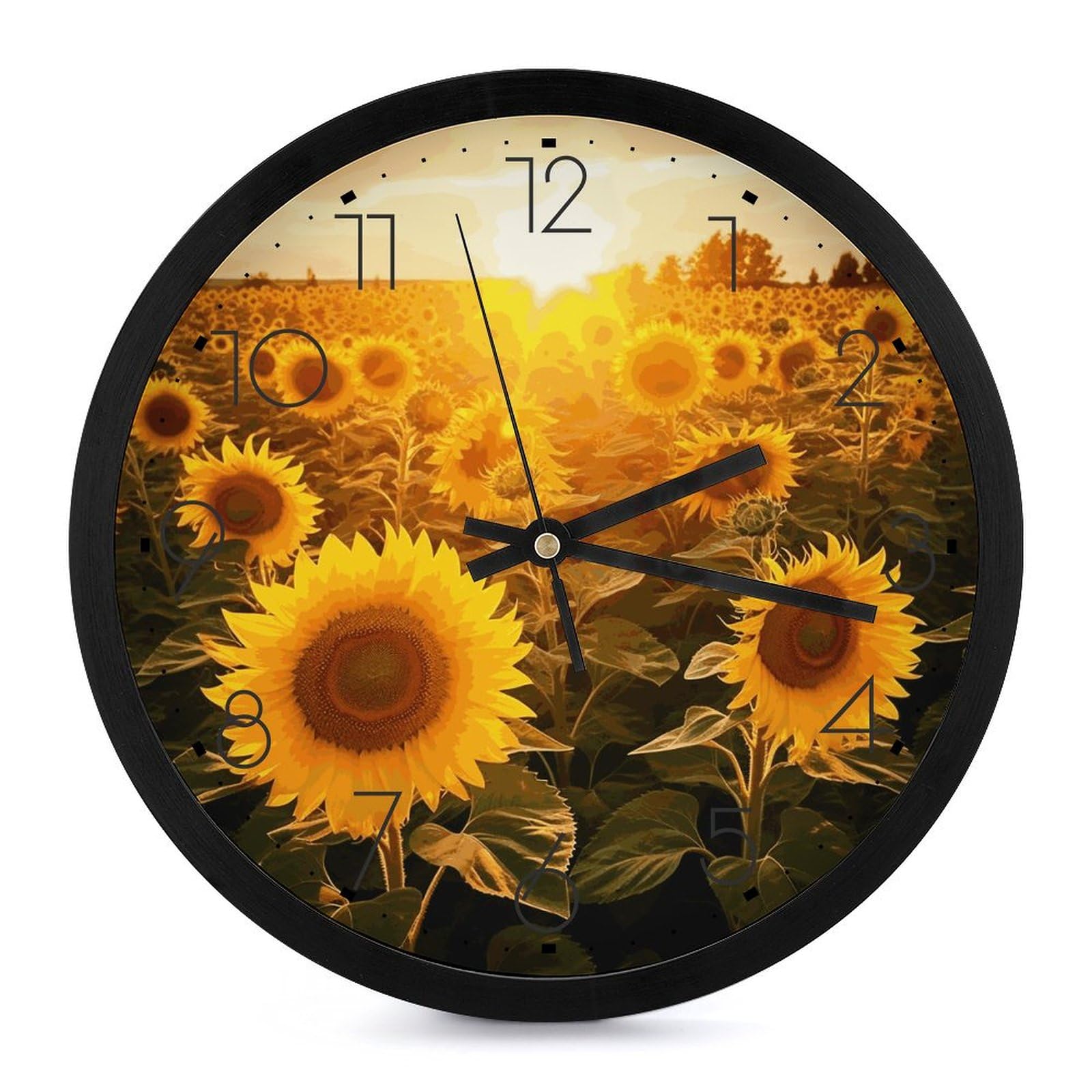 Grande horloge murale numérique décorative avec motif de fleurs