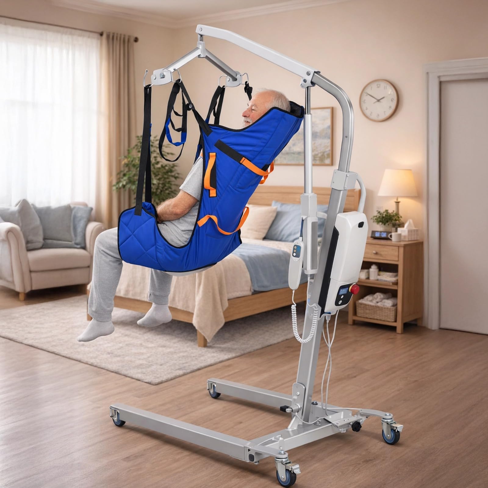 Leg-Wrap - Fascia per il sollevamento di tutto il corpo con supporto per la testa, in poliestere, aiuto per i pazienti per uso domestico, copertura completa, per sedia a rotelle e comodino, grande